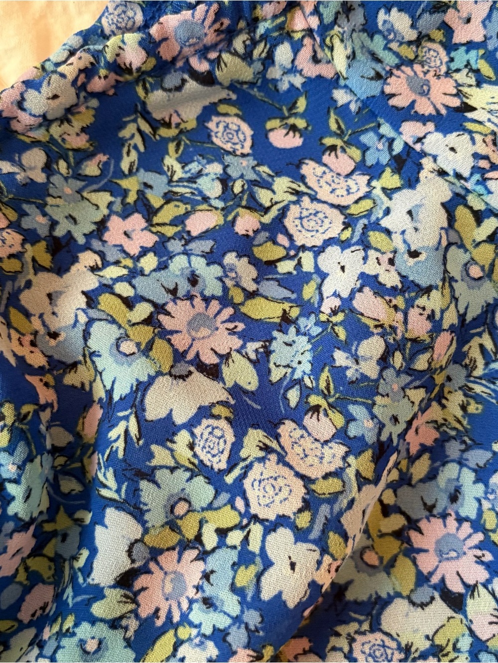 wild fable Blue Floral Tie-Front Puff Sleeve Crop Top - Picture 2 of 4